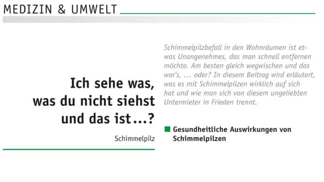 Artikel zu Schimmelpilzen in der medizinischen Fachzeitschrift "pädiatrische praxis"